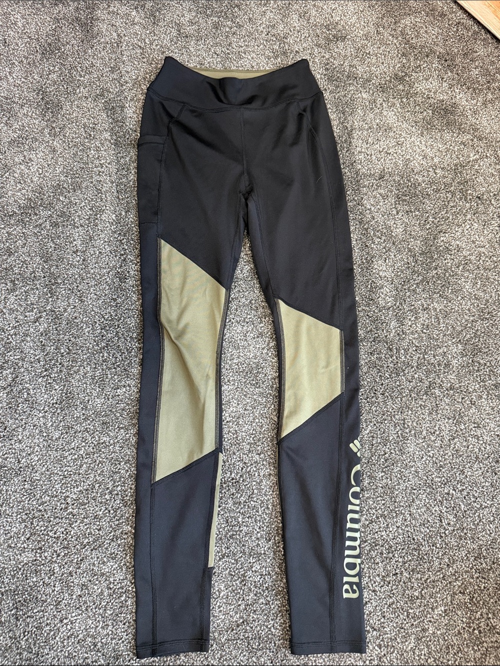 Columbia Black and Olive Green Girls' Athletic Leggings